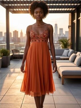 Aidan Mattox silk beaded dress. Sue Wong style